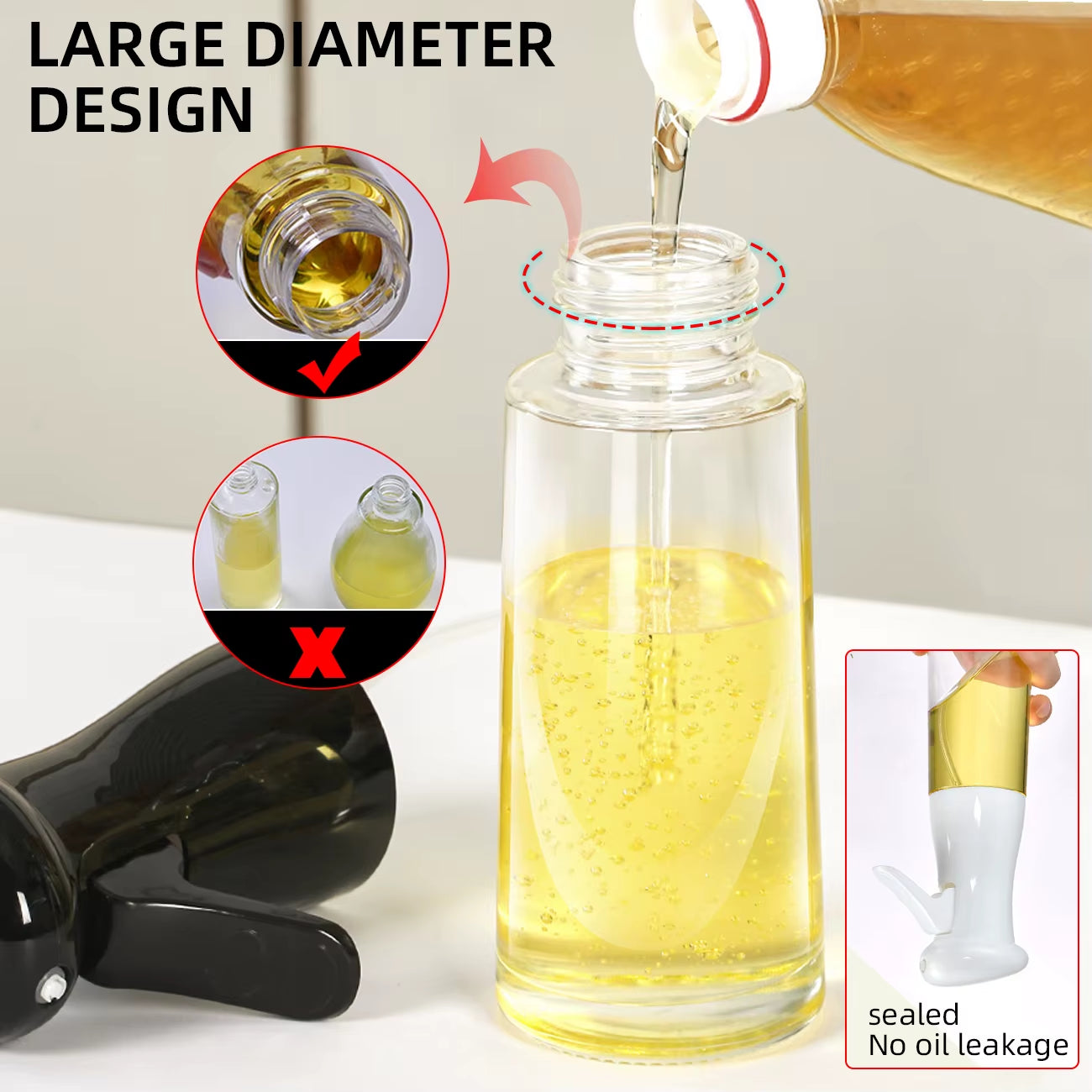 Oil Spray Bottle Cooking Baking Vinegar Mist Sprayer Barbecue Spray Bottle for Home Kitchen Cooking BBQ Grilling Roasting