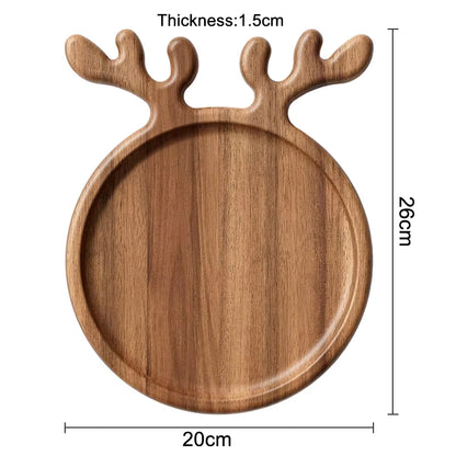 1PCS Tableware Solid Wood round Dessert Plate Japanese-Style Wooden Tray Snack Plate Dried Fruit Plate Wooden Plate