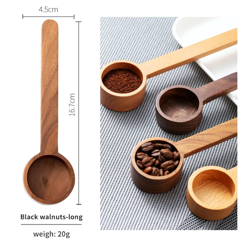 Black Walnut Wooden Dessert Spoon Tableware Coffee Honey Spoons Stir Coffee Scoop Sugar Spice Measure Spoon for Kitchen