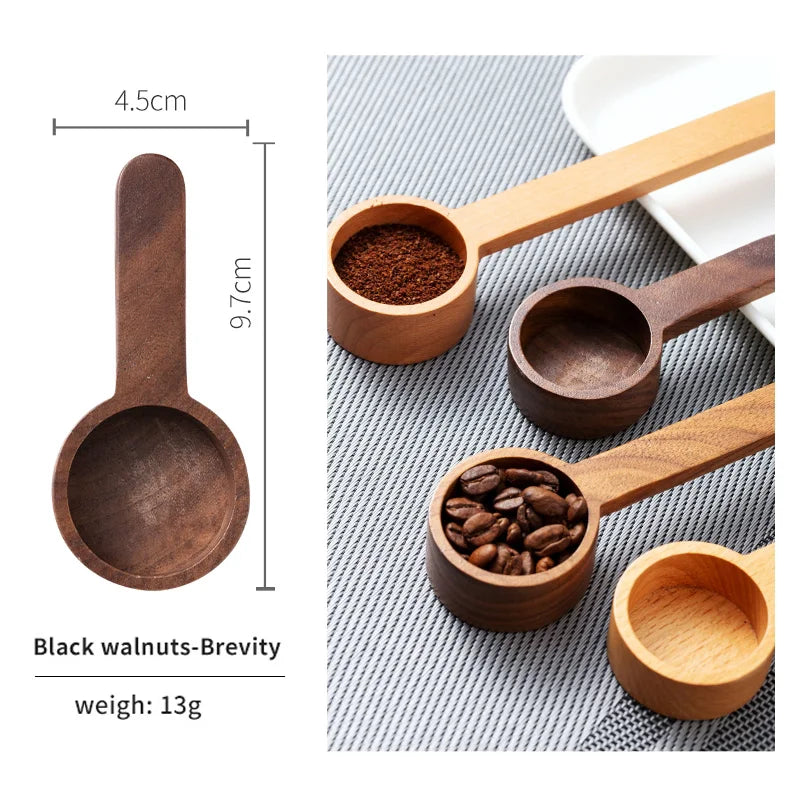 Black Walnut Wooden Dessert Spoon Tableware Coffee Honey Spoons Stir Coffee Scoop Sugar Spice Measure Spoon for Kitchen